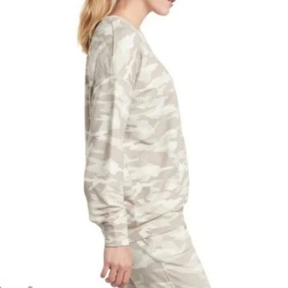 Athleta Studio to Street Camo Sweatshirt in Oatmeal Heather Size XL - Picture 2 of 11